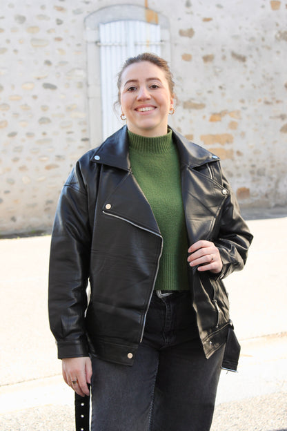 Veste en cuir oversize Lydie