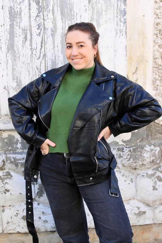 Veste en cuir oversize Lydie